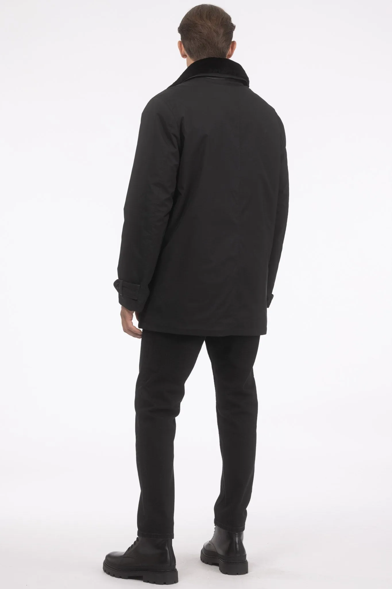 Men's Coat with Detachable Select Shearling Lamb Lining and Collar