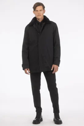 Men's Coat with Detachable Select Shearling Lamb Lining and Collar
