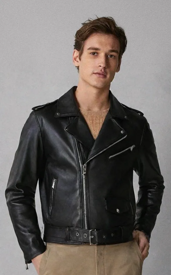 Mens real leather Brando motorbike motorcycle /biker jacket all sizes new