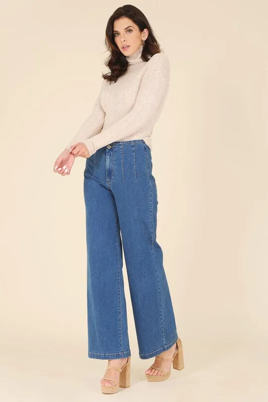 Midway Beige Mock Neck Wool Blend Sweater