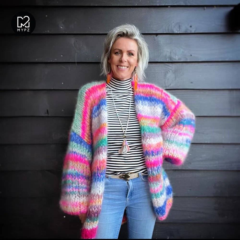 MYPZ Chunky Mohair Cardigan Blue Elegance