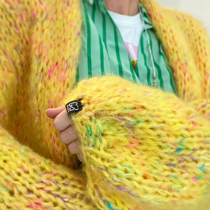 MYPZ Chunky Mohair Cardigan Yellow Pops