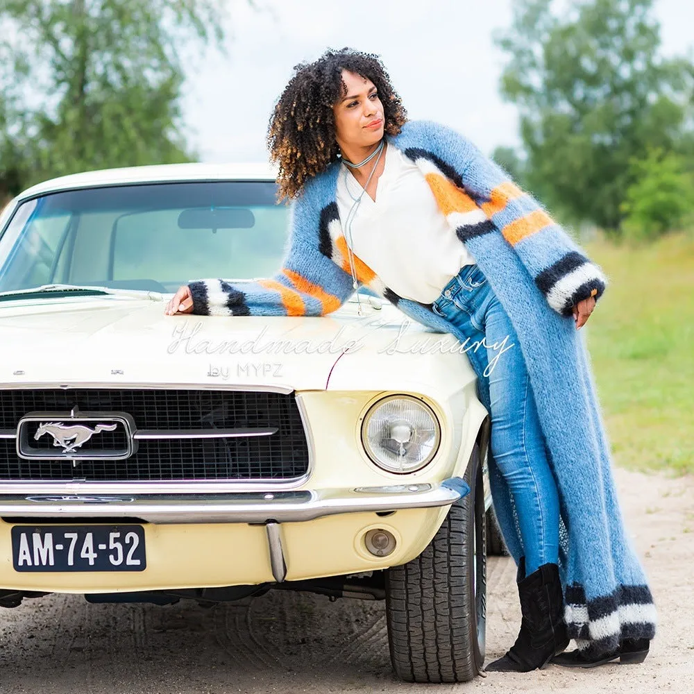 MYPZ Long Mohair Cardigan Cool Blue