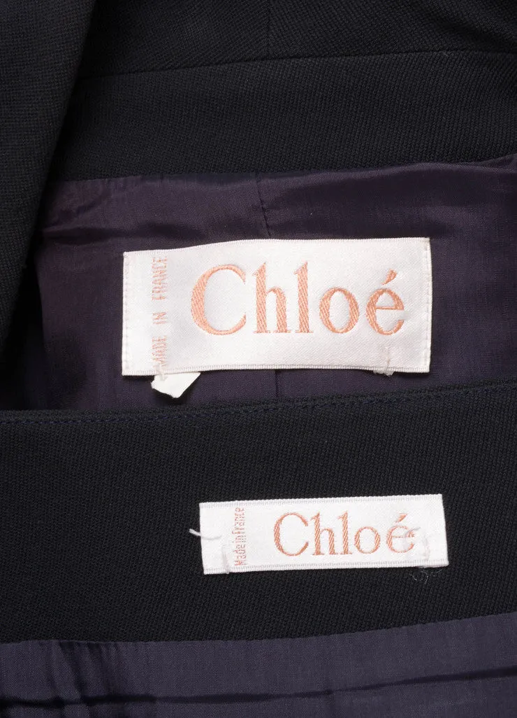 Navy Blue Skirt Suit With Gold Buttons