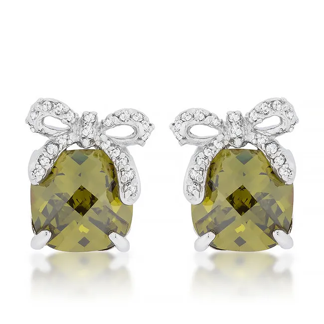 Olivine Drop Earrings with Bow