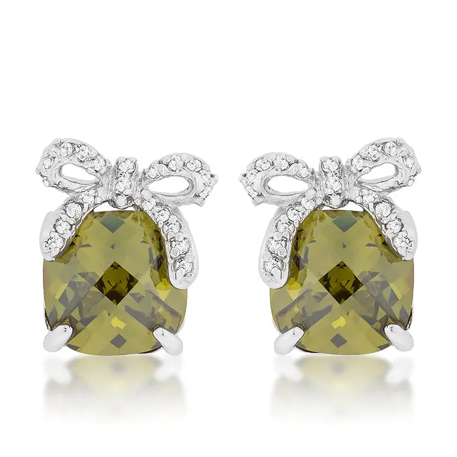Olivine Drop Earrings with Bow