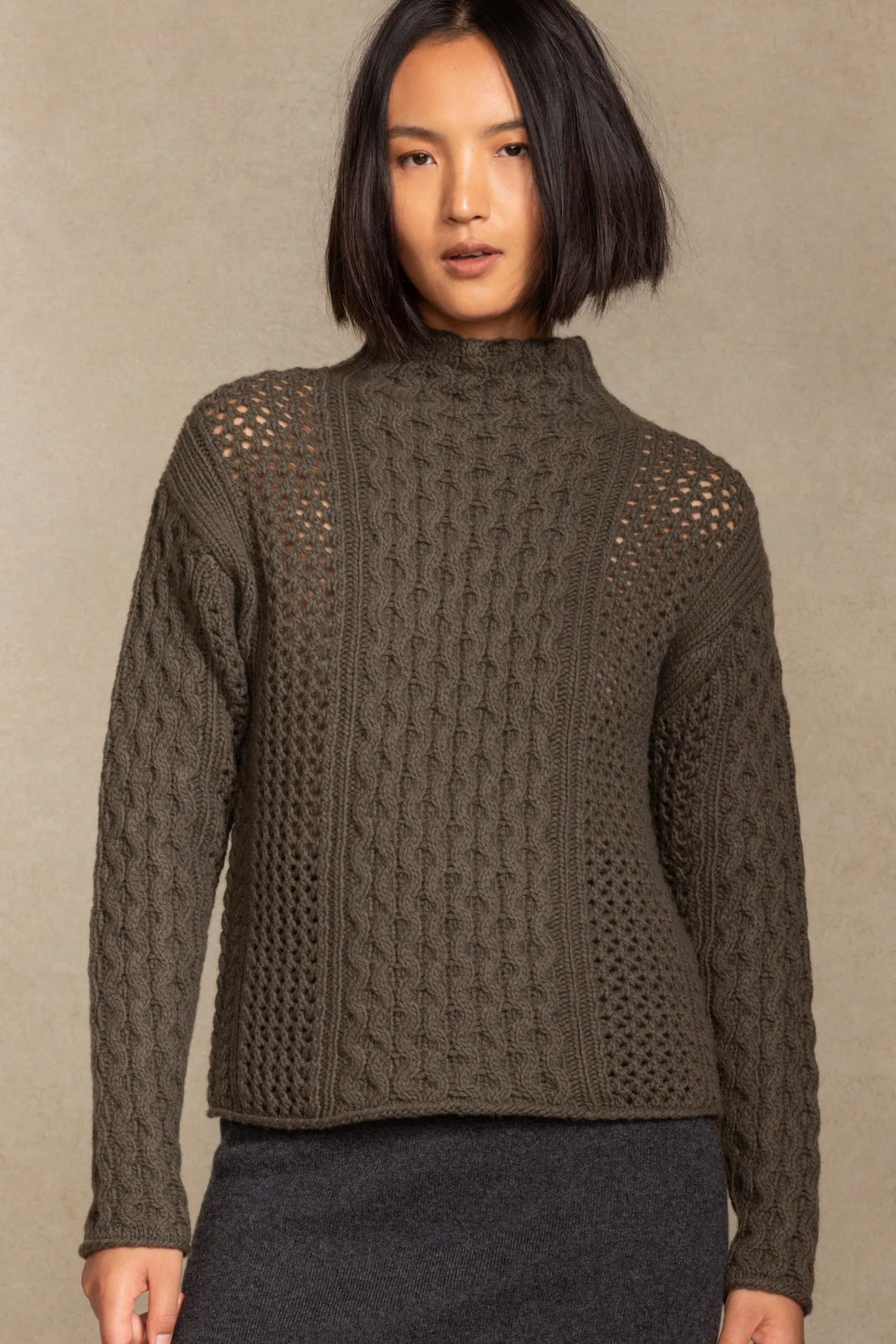 PAISLEY MOCK NECK CASHMERE SWEATER