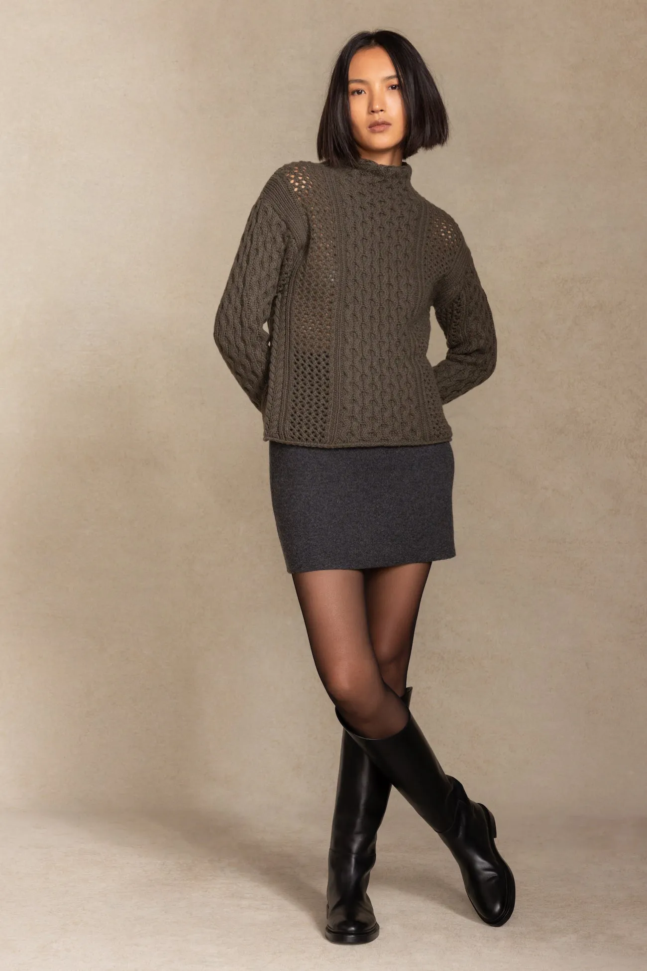 PAISLEY MOCK NECK CASHMERE SWEATER