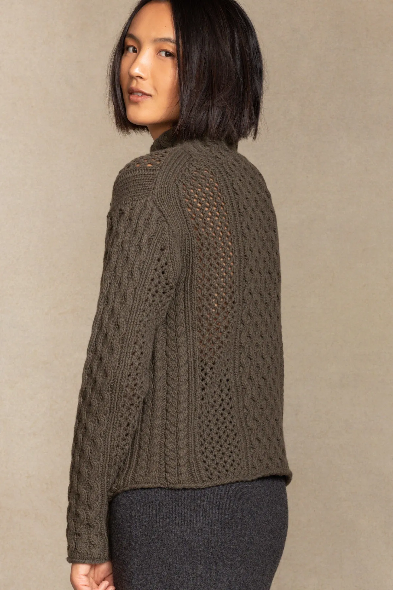 PAISLEY MOCK NECK CASHMERE SWEATER