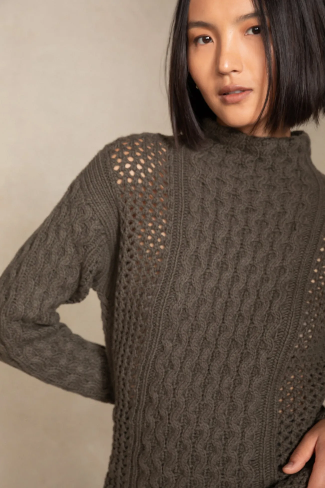PAISLEY MOCK NECK CASHMERE SWEATER
