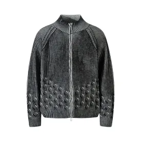 Plated engineer cable cardigan sweater