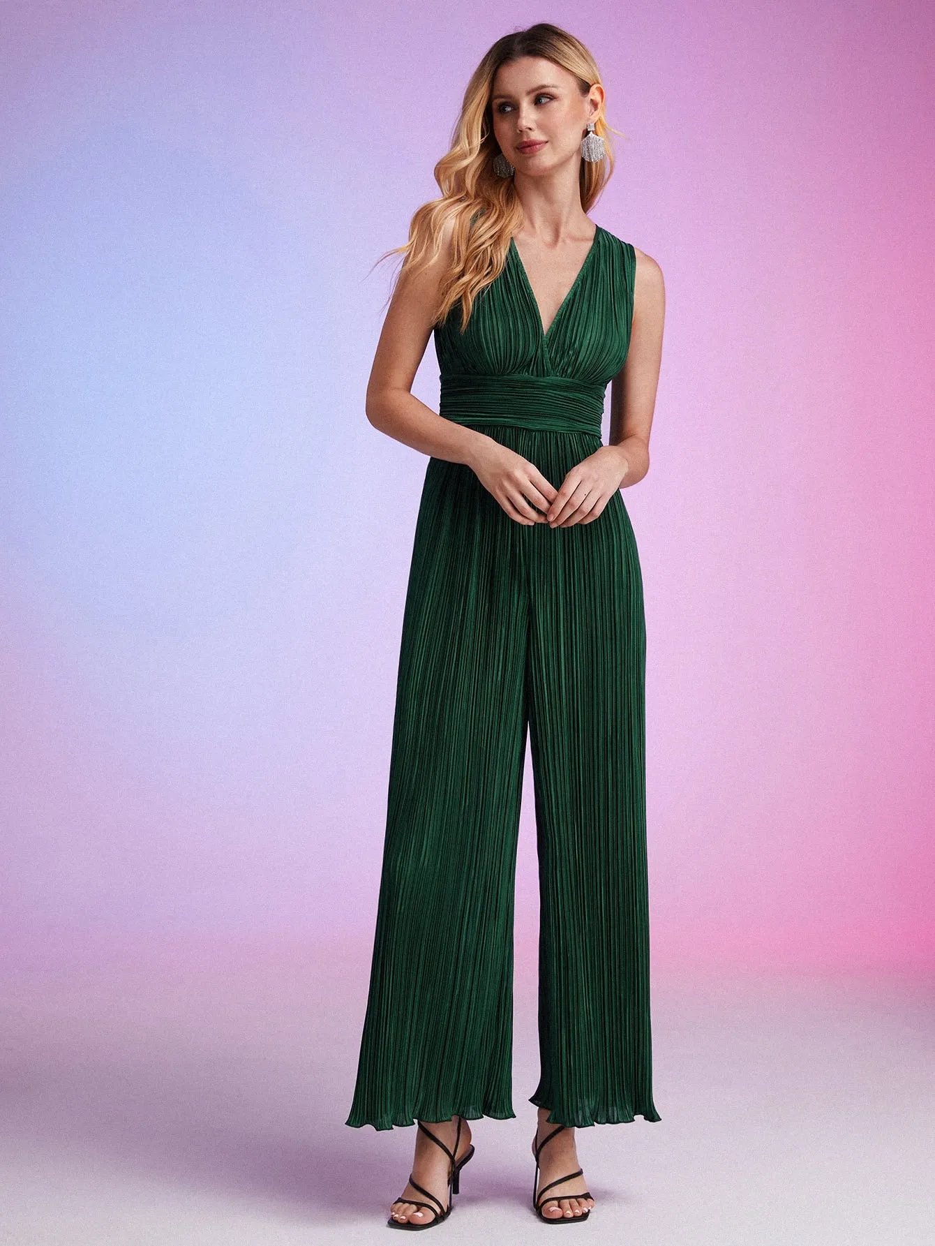 Plisse Wide Leg Jumpsuit