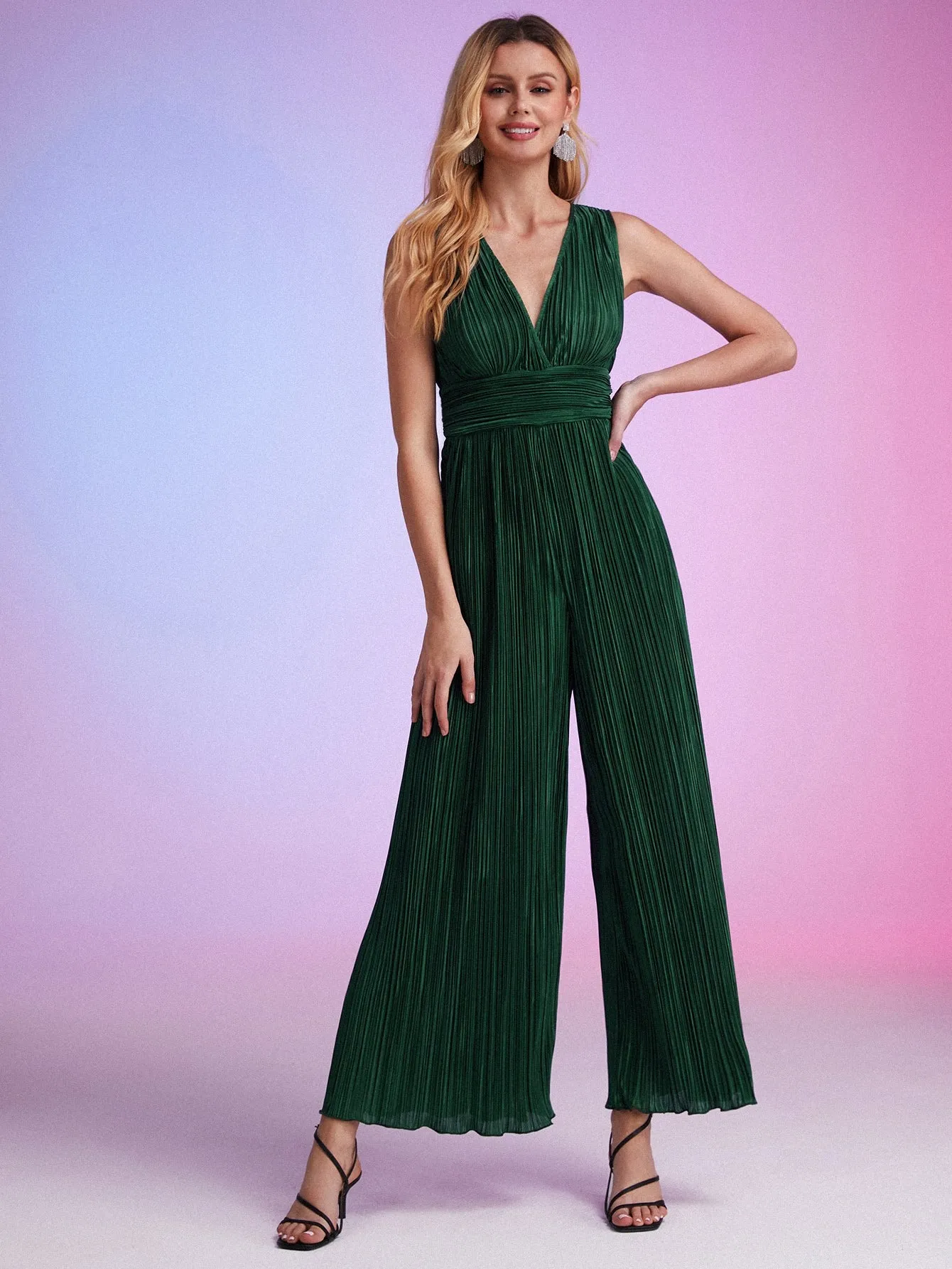 Plisse Wide Leg Jumpsuit
