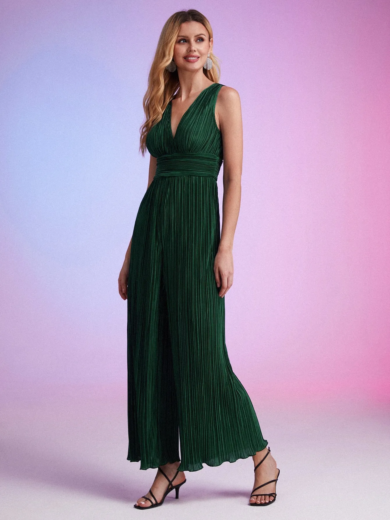 Plisse Wide Leg Jumpsuit