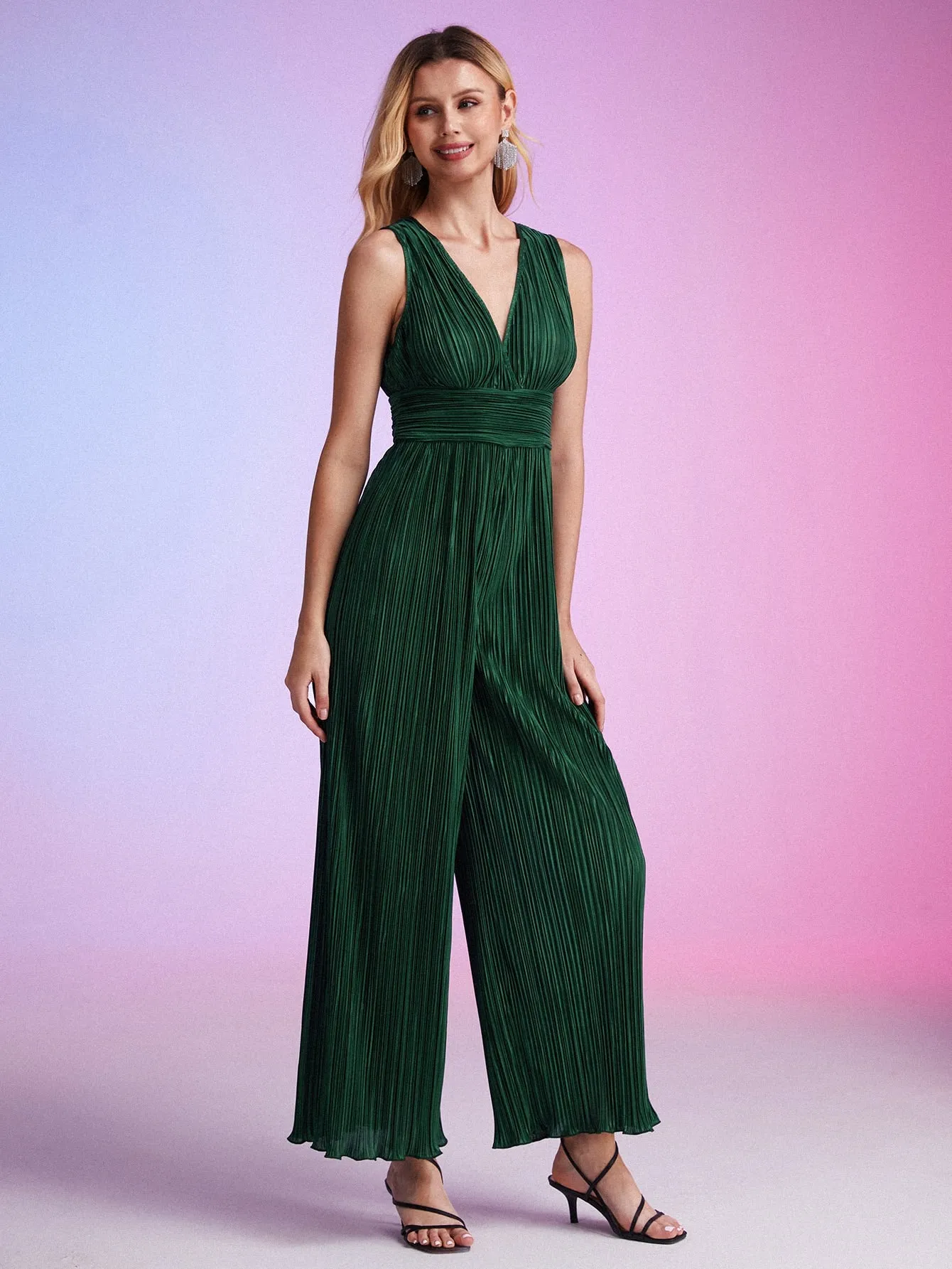 Plisse Wide Leg Jumpsuit