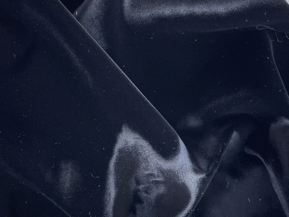 Plush Deep Black Polyester Blend Velvet