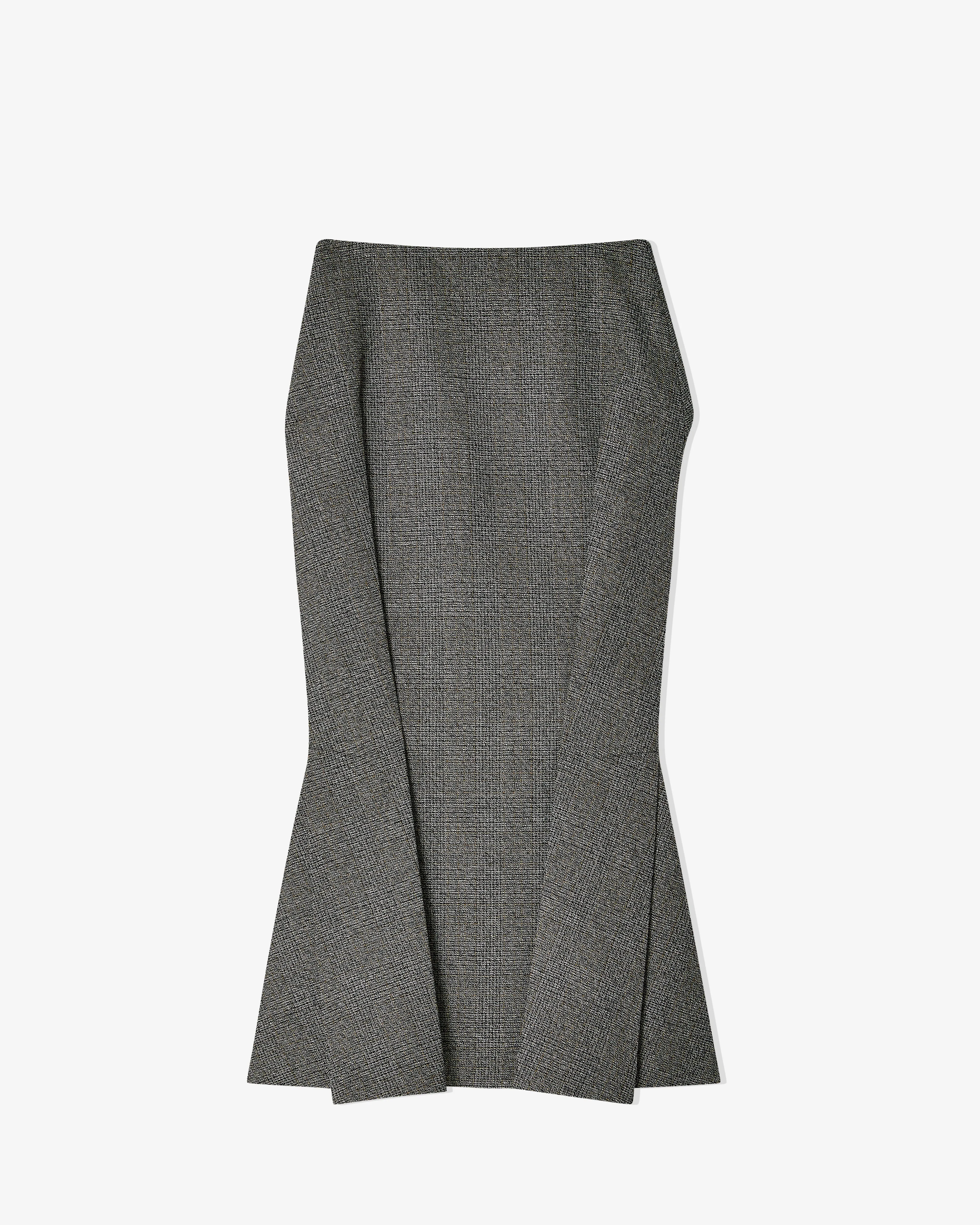 Prada - Women's Deconstructed Prince of Wales Checked Mouliné Wool Midi-Skirt - (Slate Gray)