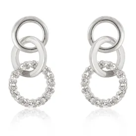 Rhodium Plated Finish Triplet Hooplet Earrings