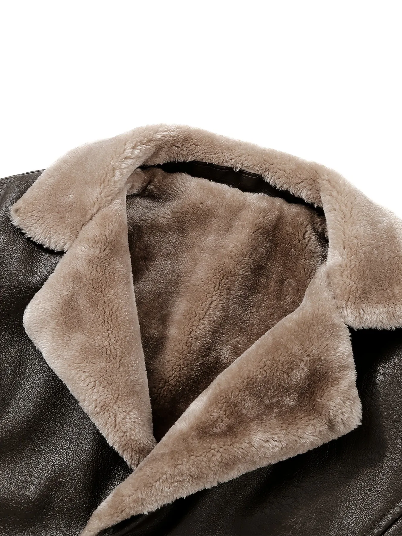 Riolio Men's Casual Faux Pu Leather Long Sleeves Button Trench Coats