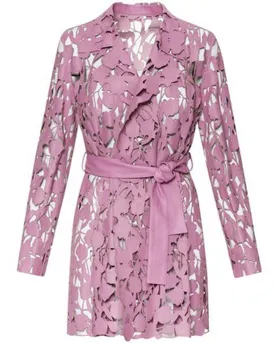 Rose Leather Tulip Lasercut Trench Coat