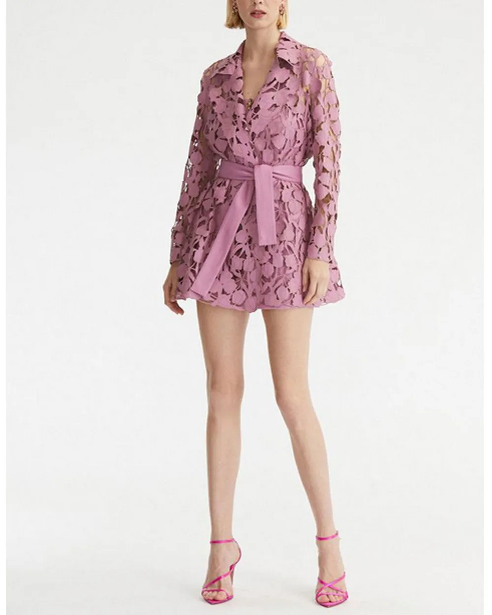 Rose Leather Tulip Lasercut Trench Coat