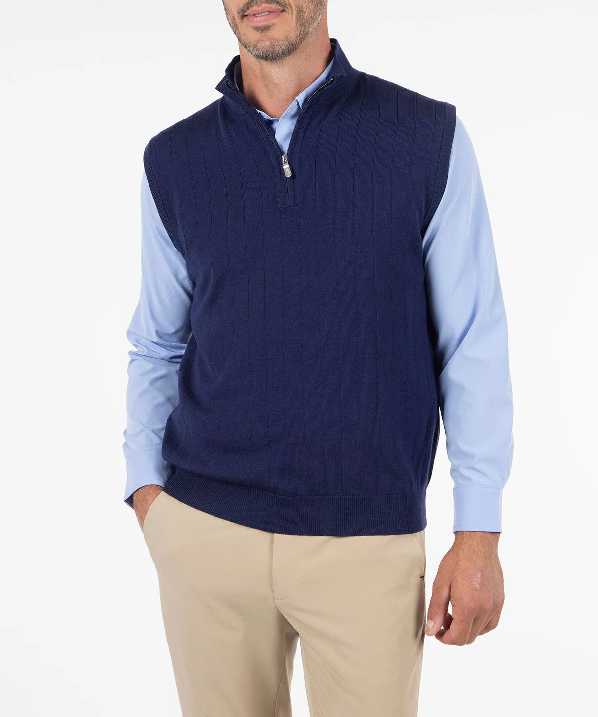 Signature Merino Quarter-Zip Mock Neck Vest