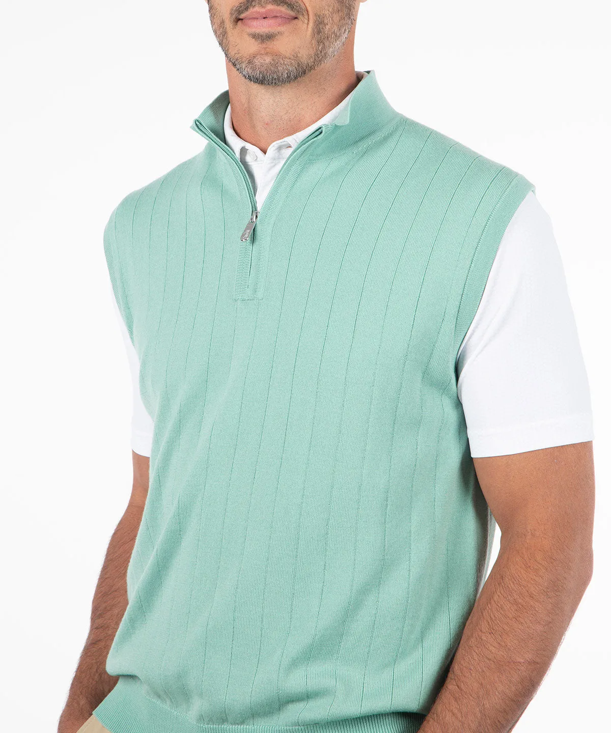 Signature Merino Quarter-Zip Mock Neck Vest