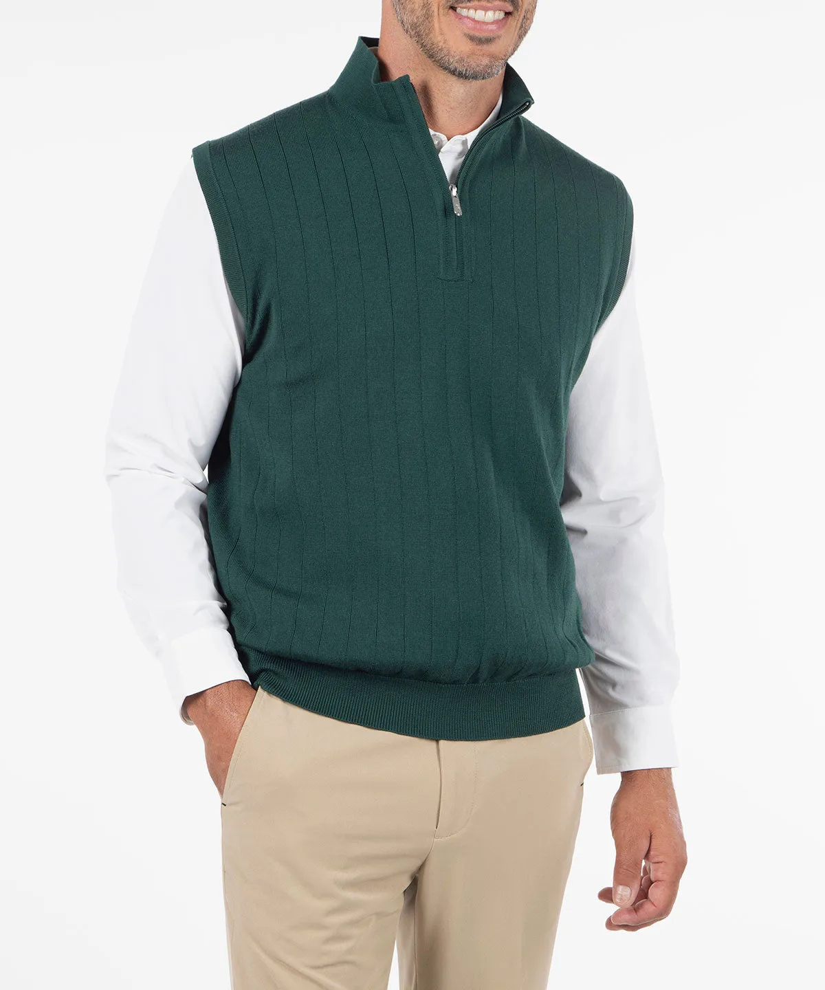 Signature Merino Quarter-Zip Mock Neck Vest