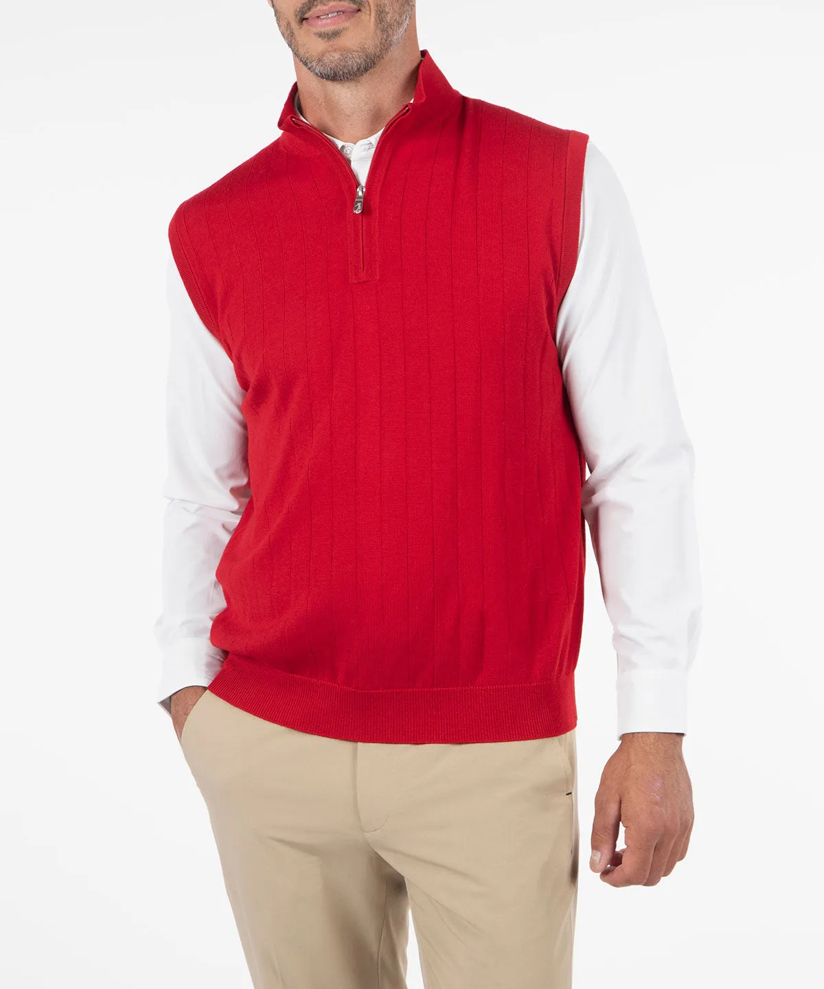 Signature Merino Quarter-Zip Mock Neck Vest