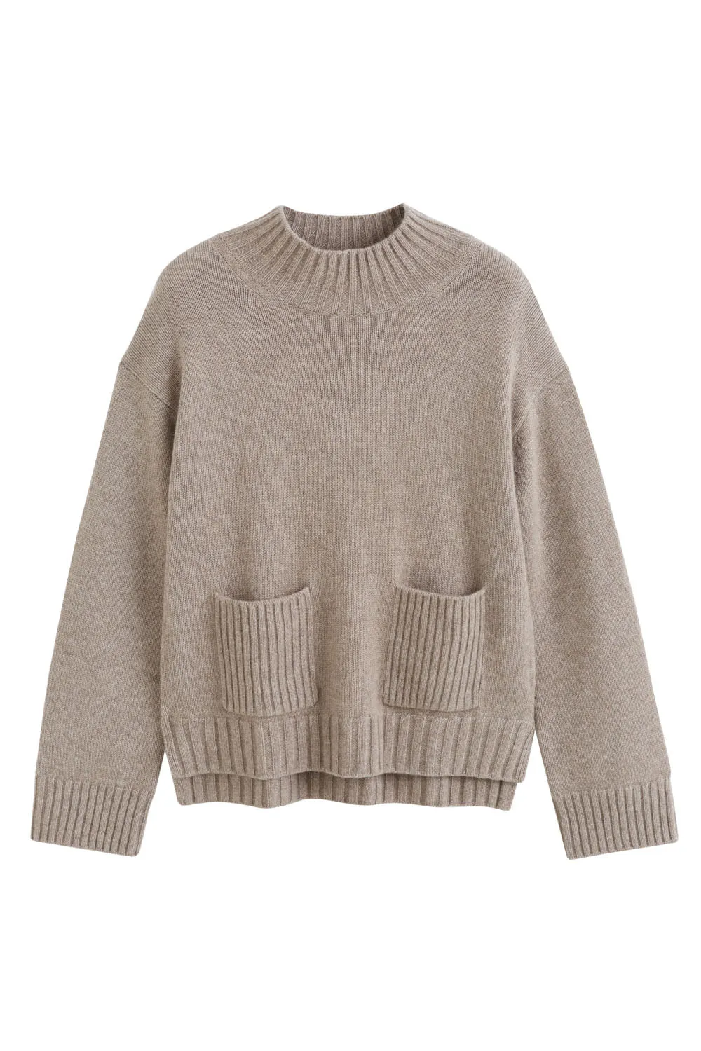 Soft-Truffle Cashmere Patch Pocket Sweater