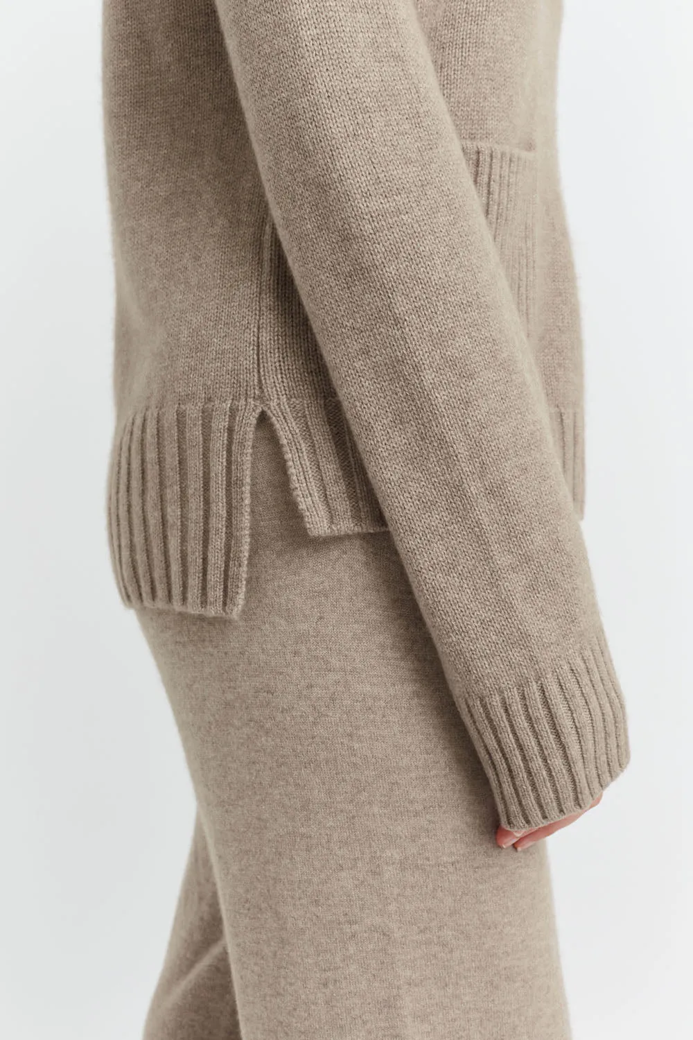 Soft-Truffle Cashmere Patch Pocket Sweater