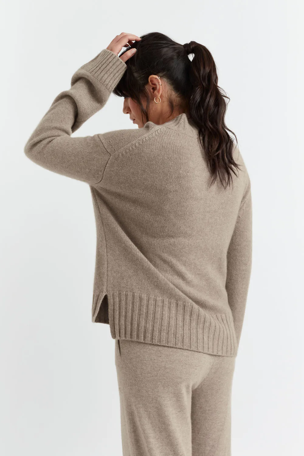 Soft-Truffle Cashmere Patch Pocket Sweater