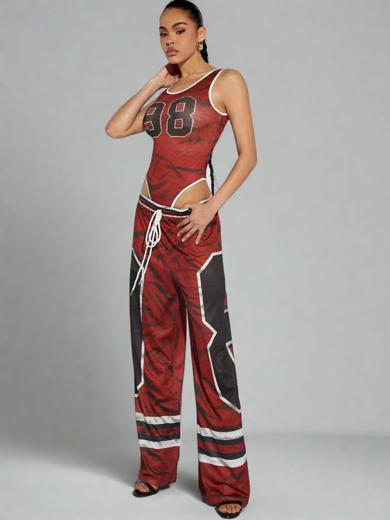 Sport Graphic Textured Wide Leg Pants