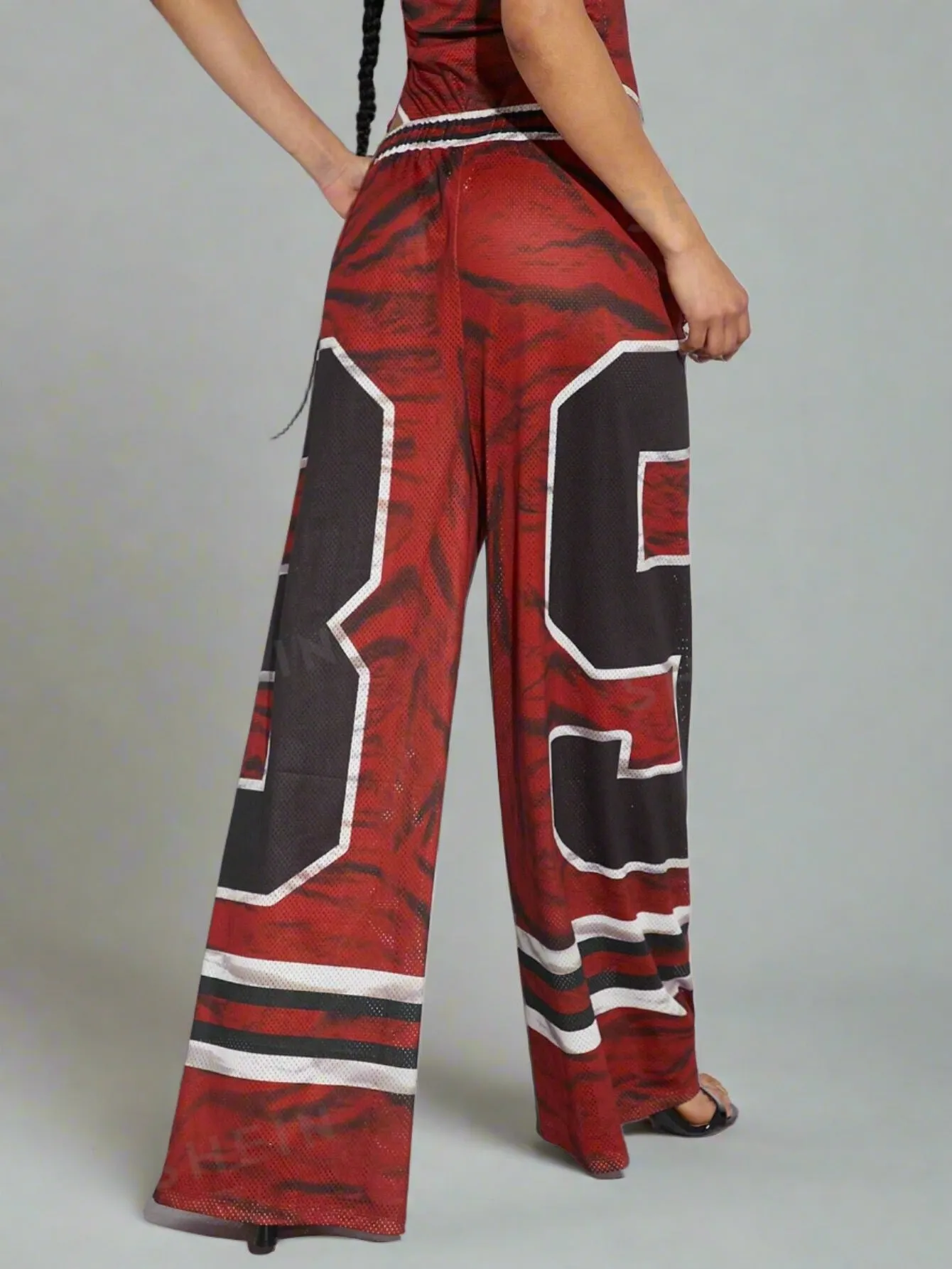 Sport Graphic Textured Wide Leg Pants