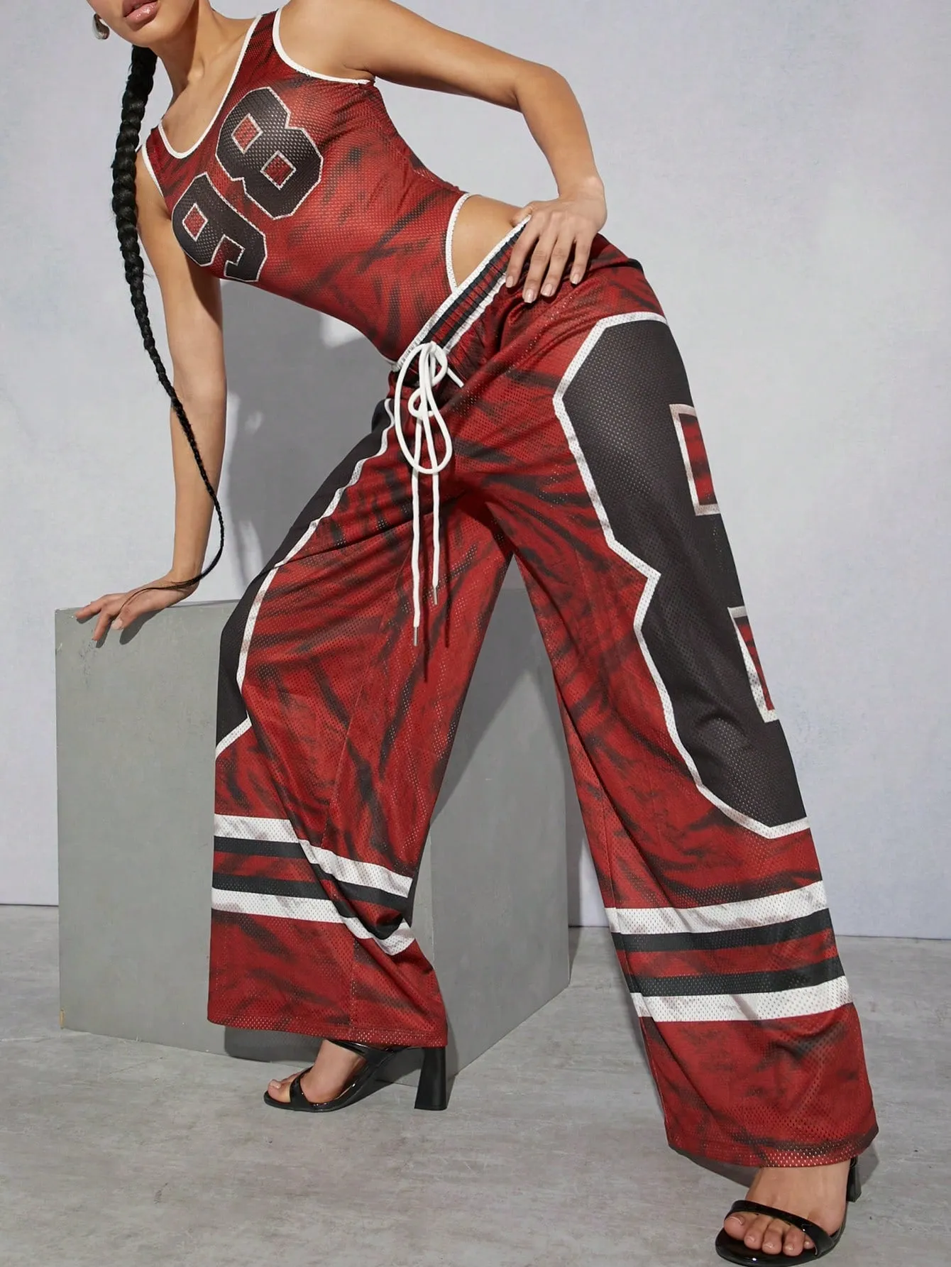 Sport Graphic Textured Wide Leg Pants