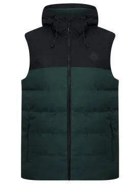 Tarlo Micro-Fleece Lined Hooded Quilted Puffer Gilet in Jet Black - Tokyo Laundry