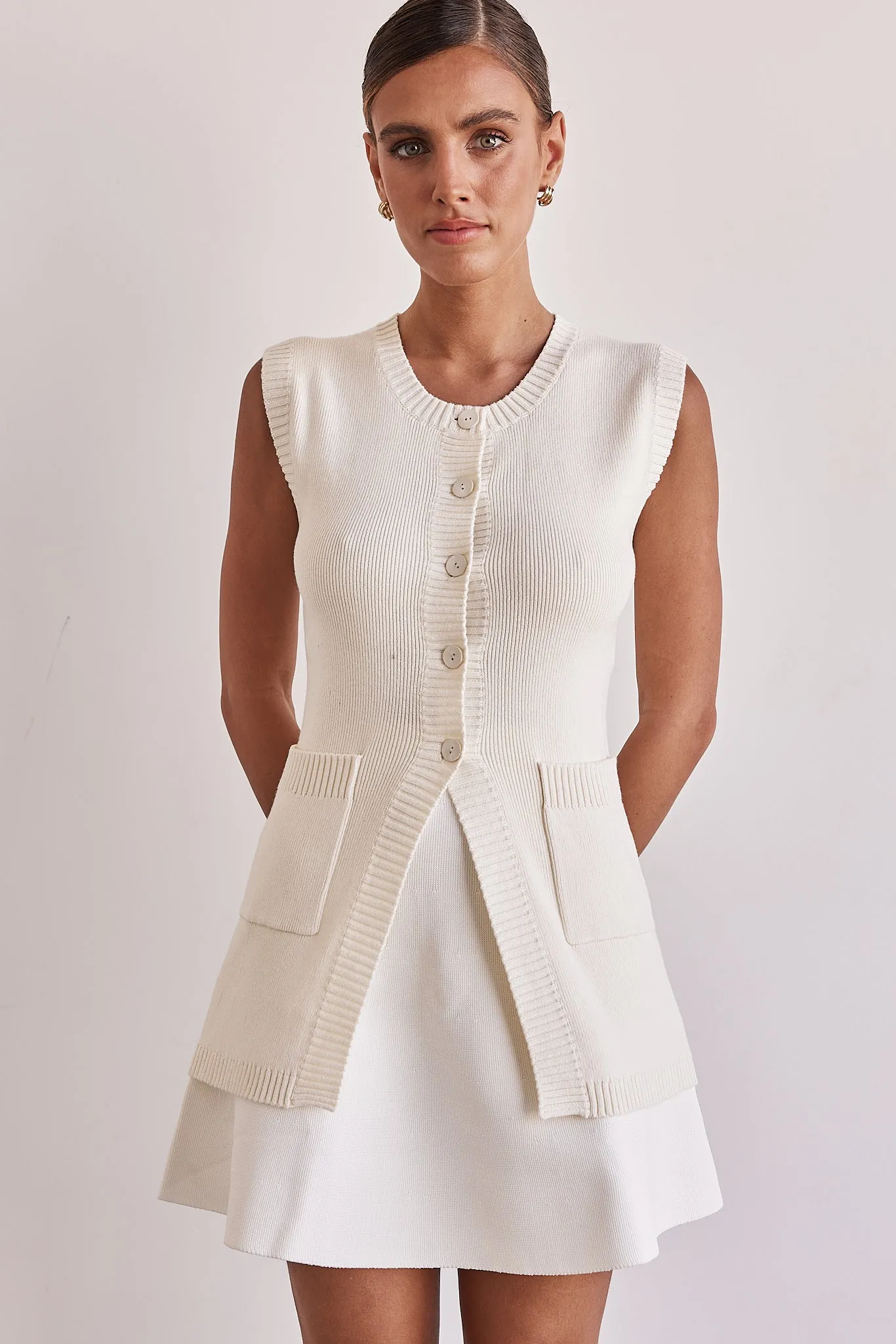 The Beverly Knit Vest (Cream)