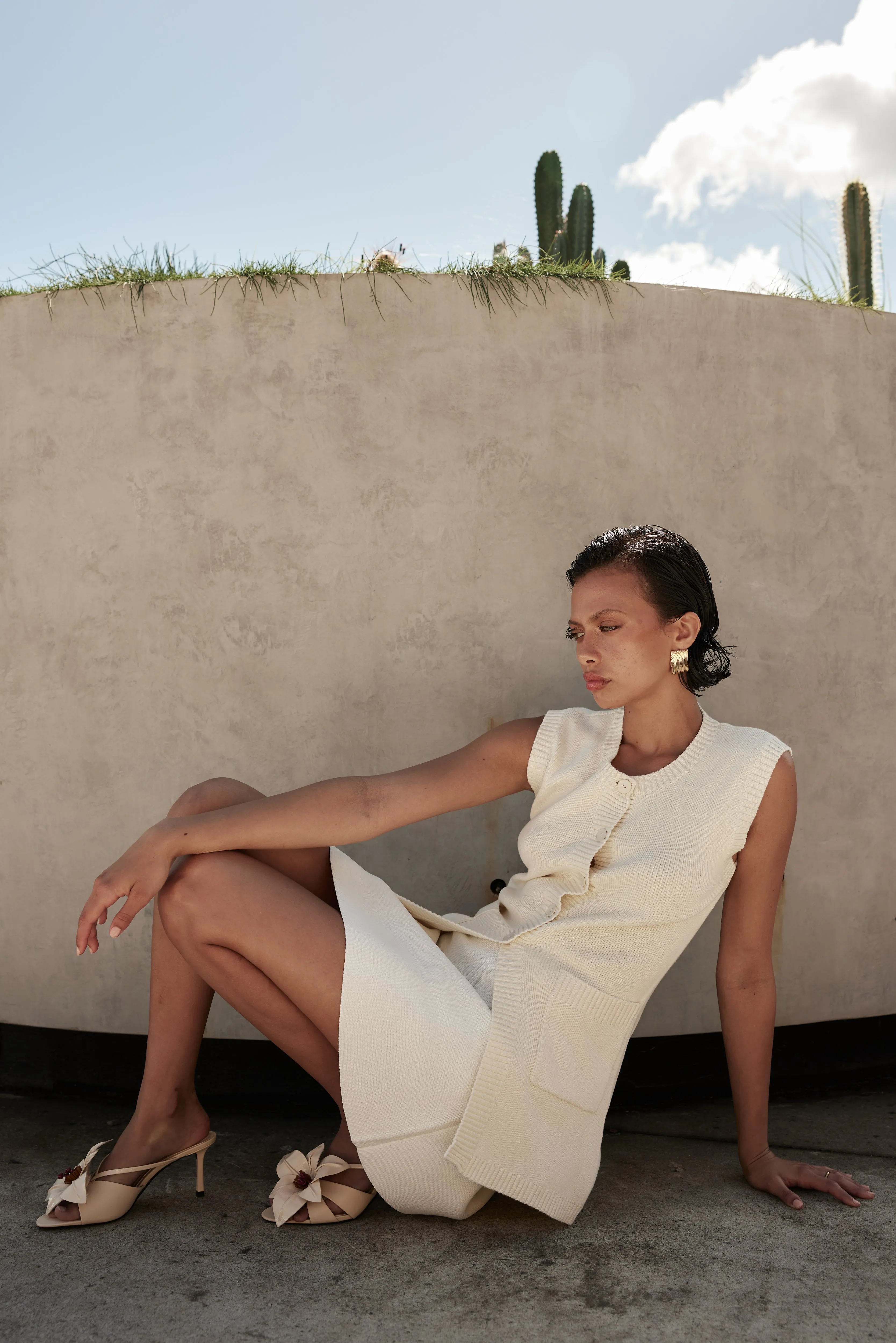The Beverly Knit Vest (Cream)