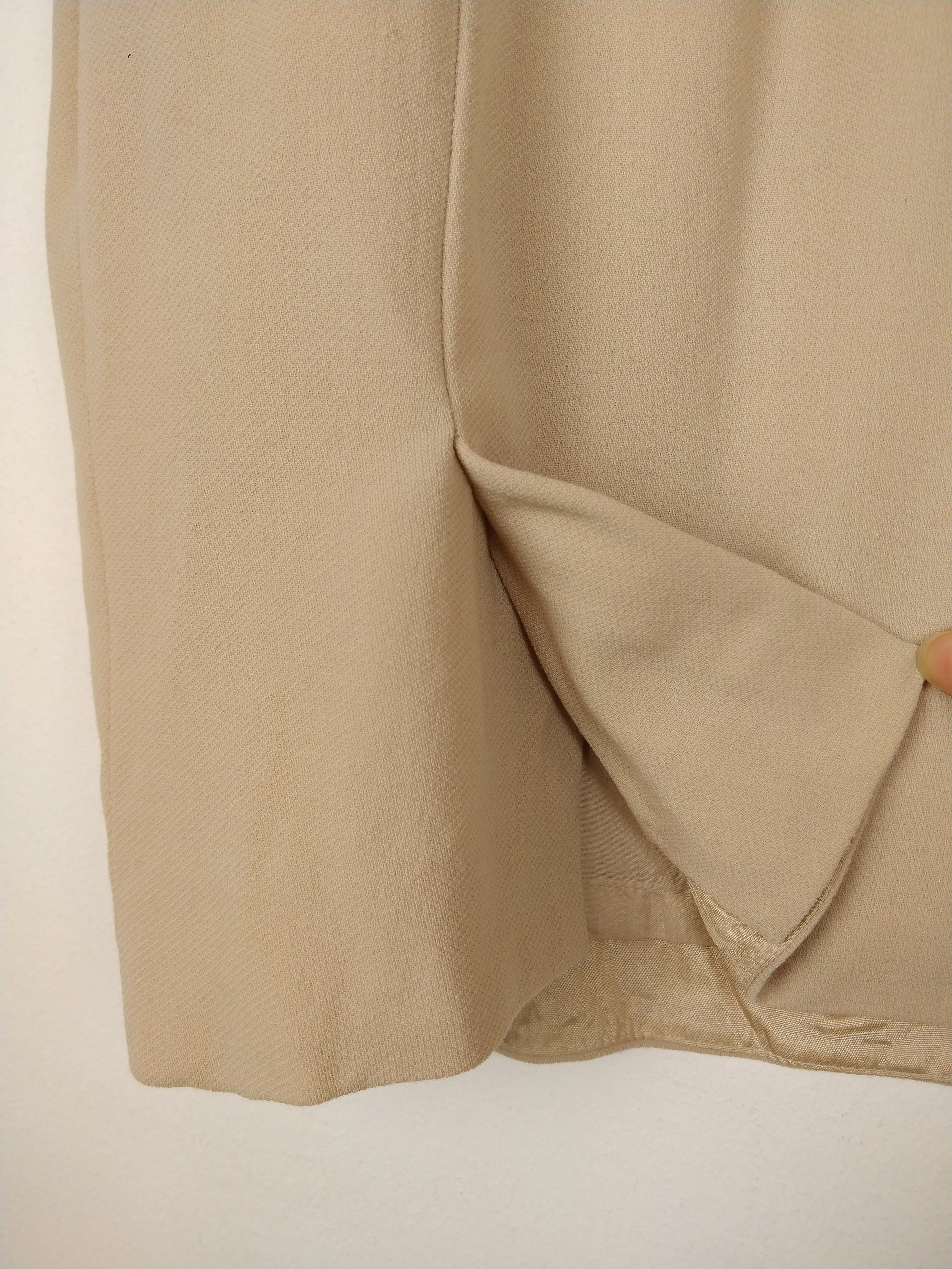 The Bread Roll | Vintage wool beige nude mini pencil skirt XS-S