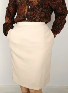 The Bread Roll | Vintage wool beige nude mini pencil skirt XS-S