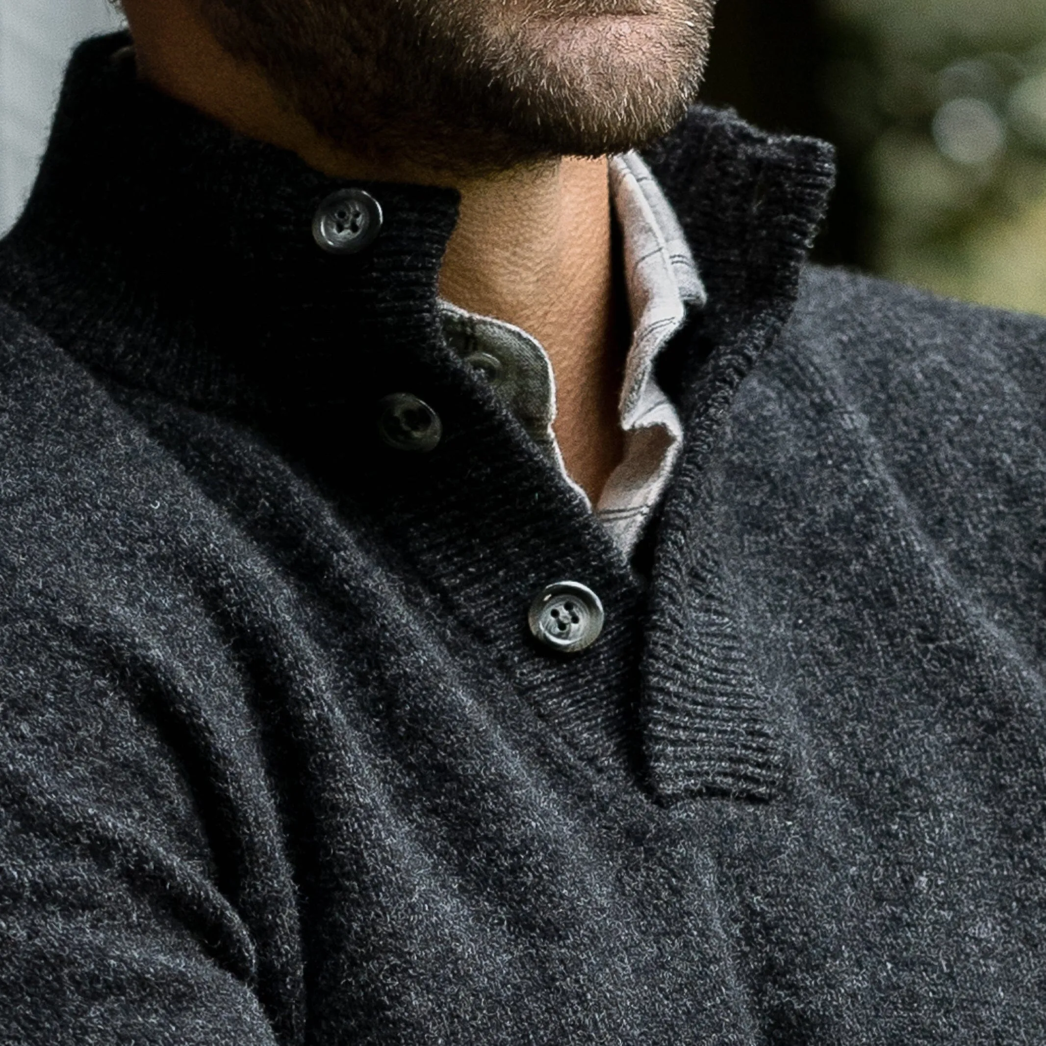 The Dark Grey Brewer Mock Neck Sweater