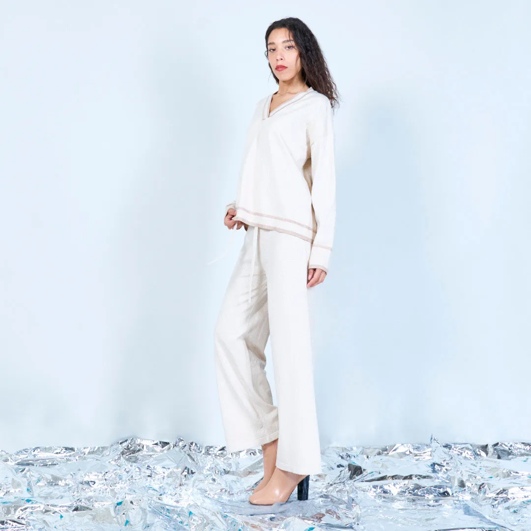 V-neck shimmer knit lounge set wholesale