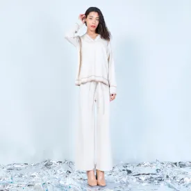 V-neck shimmer knit lounge set wholesale