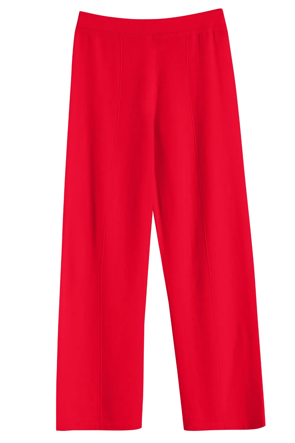 Velvet-Red Wool-Cashmere Wide-Leg Track Pants