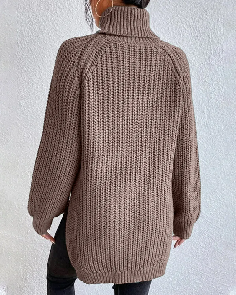 Wenkouban-Christmas Thanksgiving outfits_sleeves with raglan sweater and Turtleneck slit
