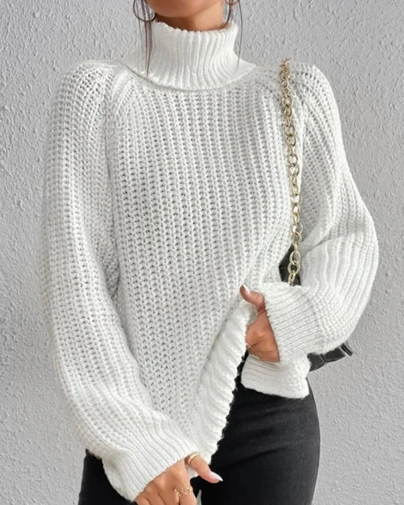 Wenkouban-Christmas Thanksgiving outfits_sleeves with raglan sweater and Turtleneck slit