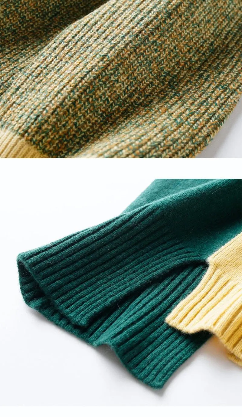 Wjczt Loose Turtleneck Solid Office Lady Thick Pullovers Splicing Irregular Women's Clothing Leisure All-match Autumn Winter Sweaters