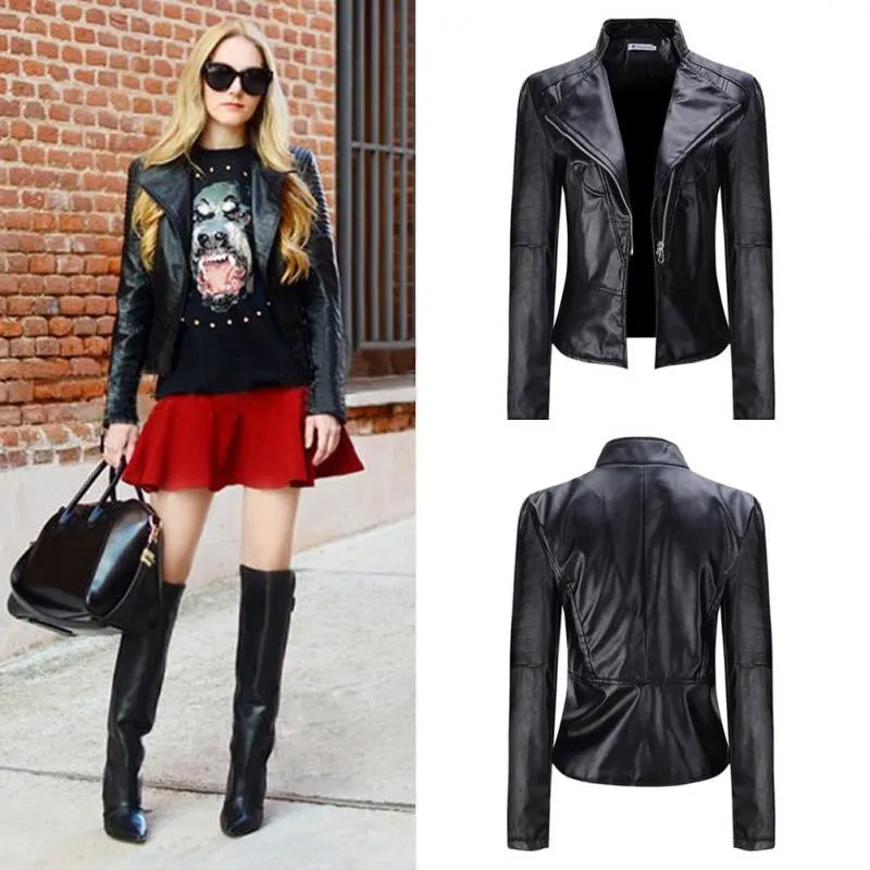 Women PU leather Jacket Motorcycle Coats