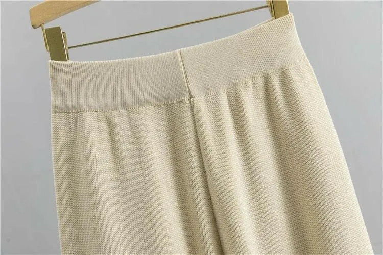 Women’s Knitted Sweater and Wide Leg Pants Set