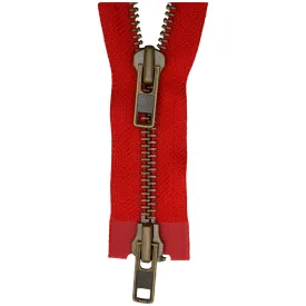 YKK Two Way Open End Heavy Metal Zip 519 Red